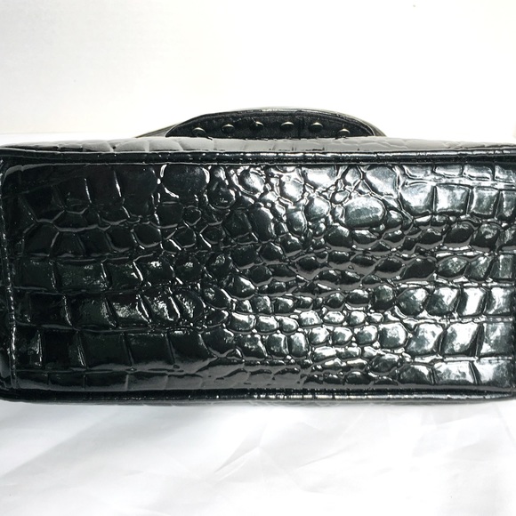 Black Aldo Spring rhinestone embellished faux lizard patent leather handbag - Picture 7 of 16